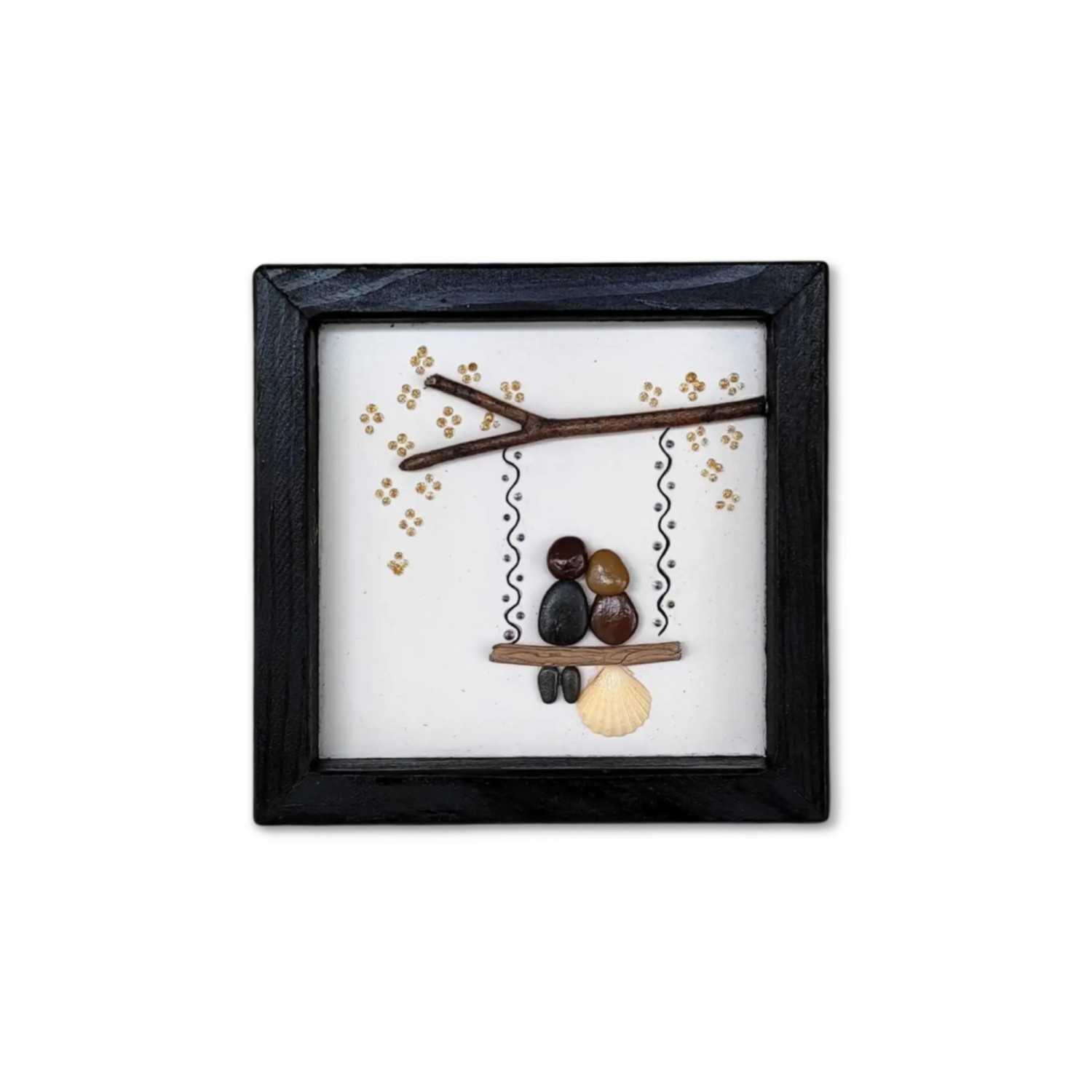 Romantic Handmade Framed Pebble Wall Art