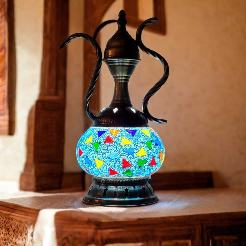 Handmade Moroccan-Turkish Mosaic Glass Pitcher Table Lamp