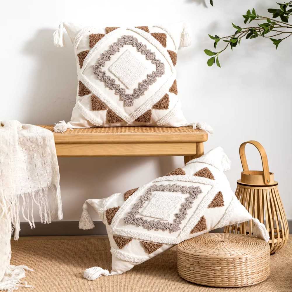 BohoNest Geometric Pillow Cover With Tassels