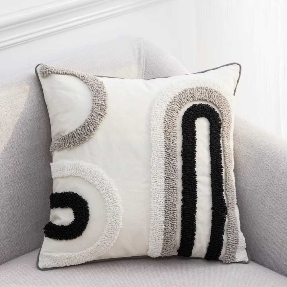 Nordic Tufted Geometric Pillow Cover – Modern Minimalist Design