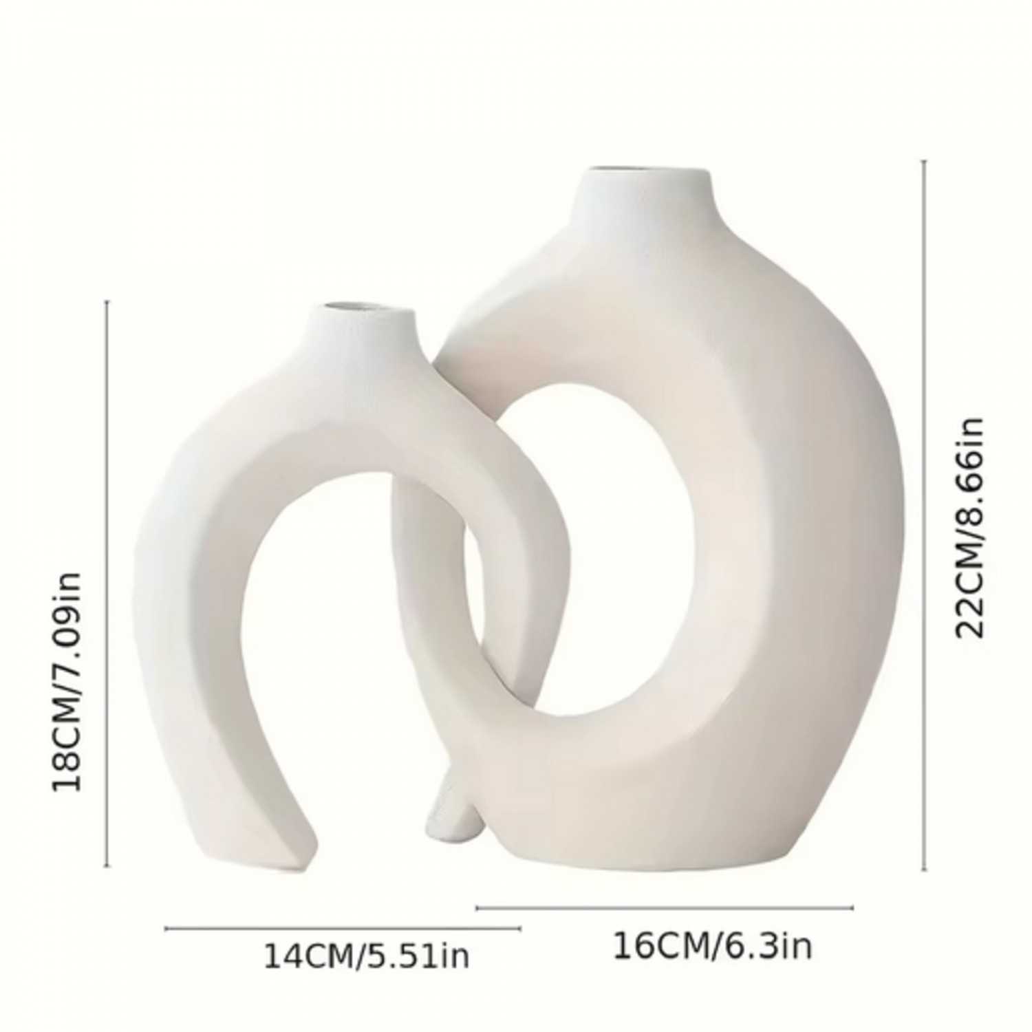Modern Boho Ceramic Vase Set – 2-Piece Hollow Sculptural Design