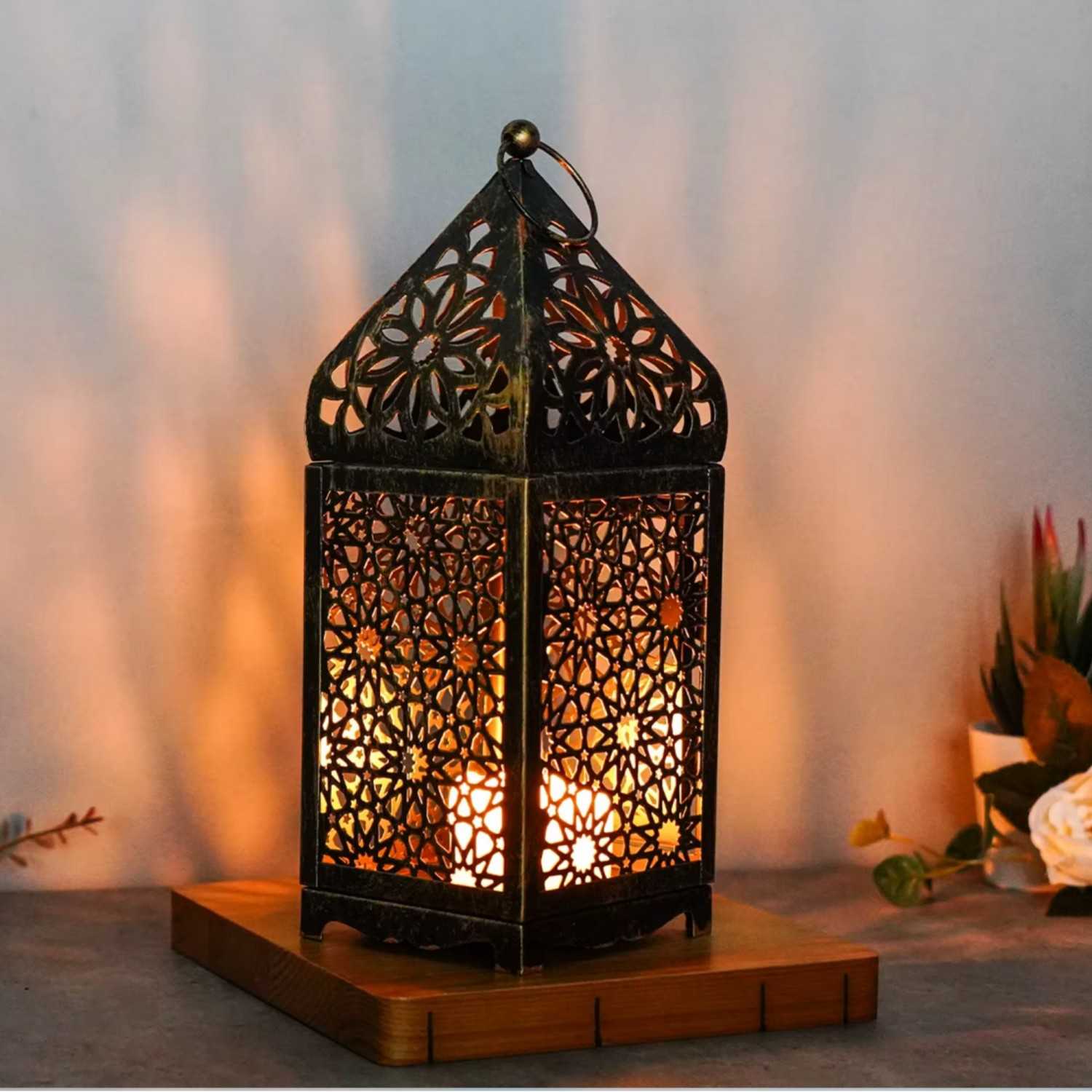 Moroccan-Style Metal Lantern Tealight Candle Holder - Available in Two Sizes