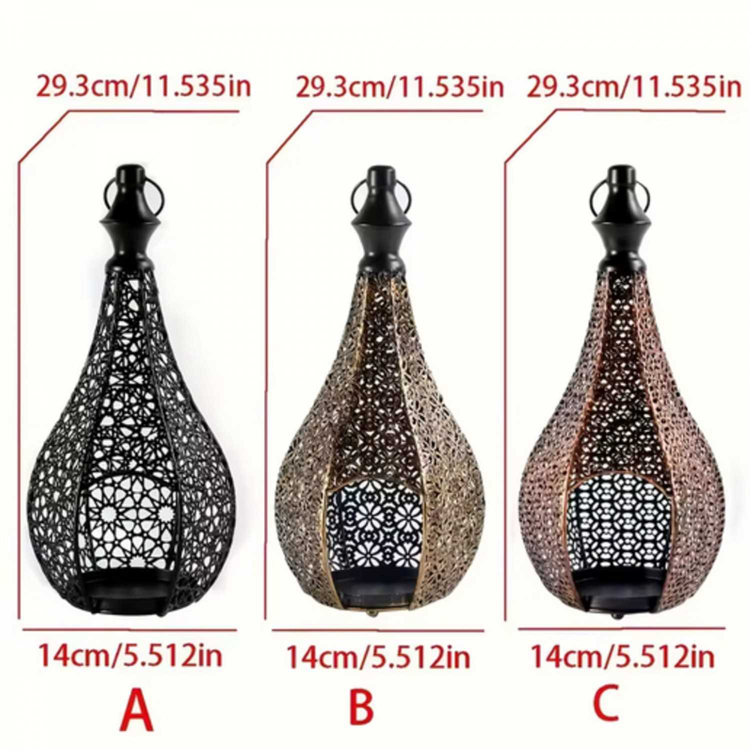 Moroccan-Style Metal Lantern Tealight Candle Holder