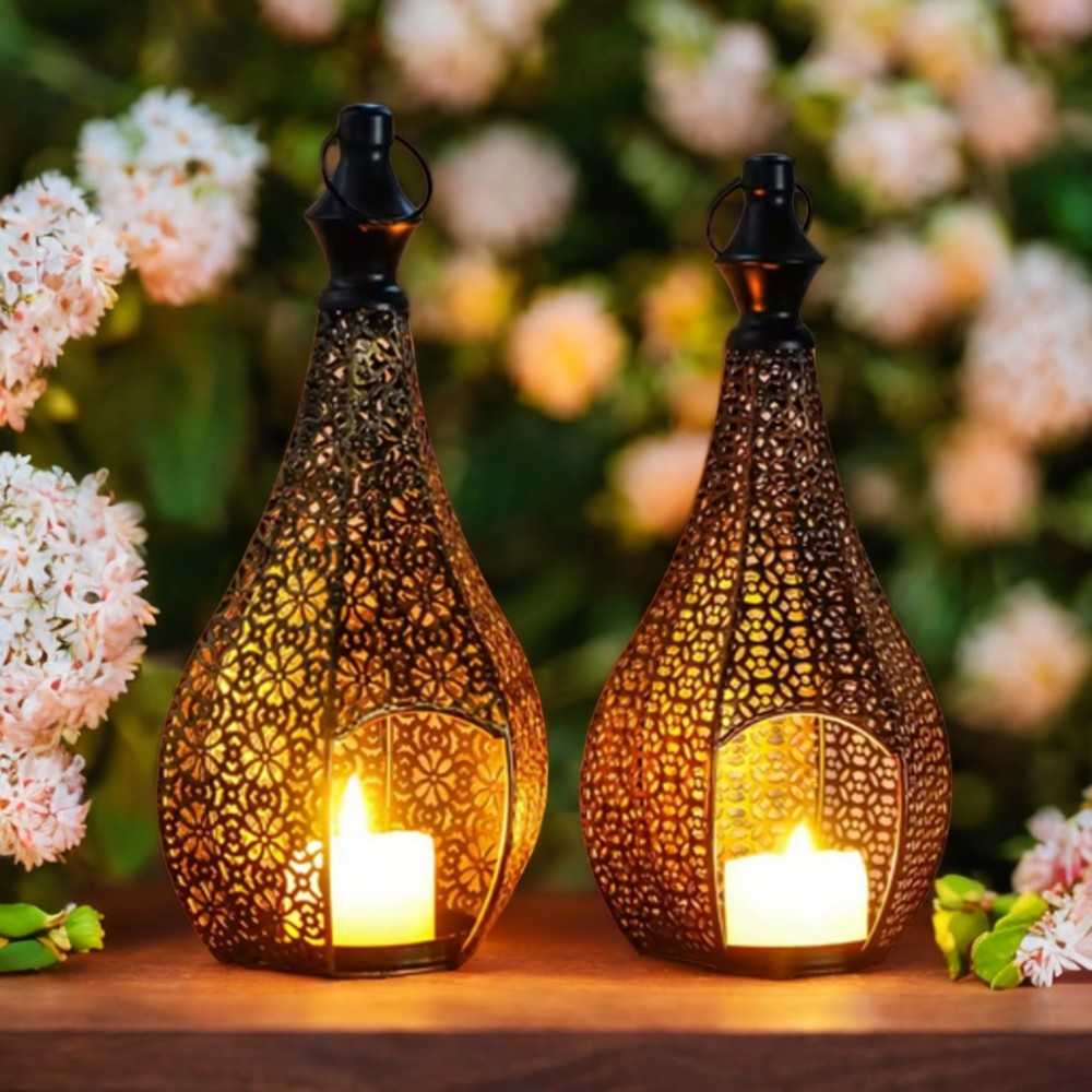Moroccan-Style Metal Lantern Tealight Candle Holder