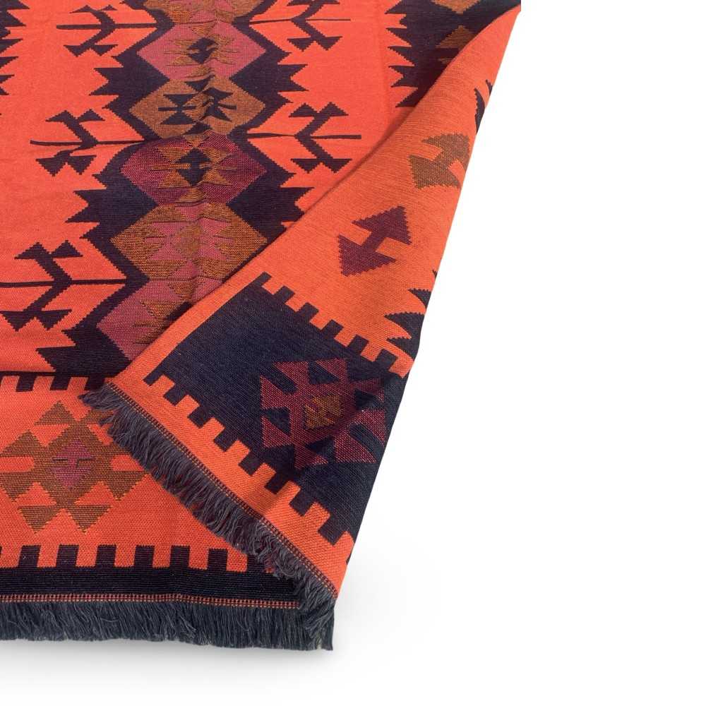 250 x 160 cm Large Reversible Turkish Kilim Rug - Red/Black