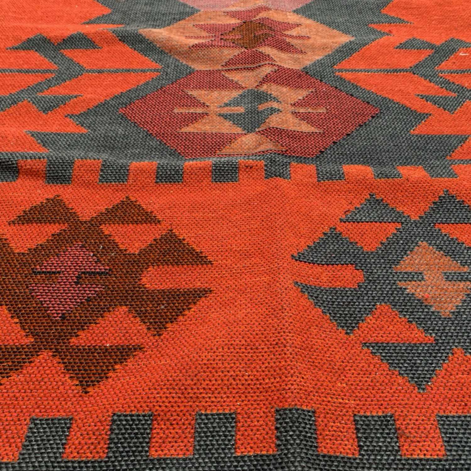 250 x 160 cm Large Reversible Turkish Kilim Rug - Red/Grey