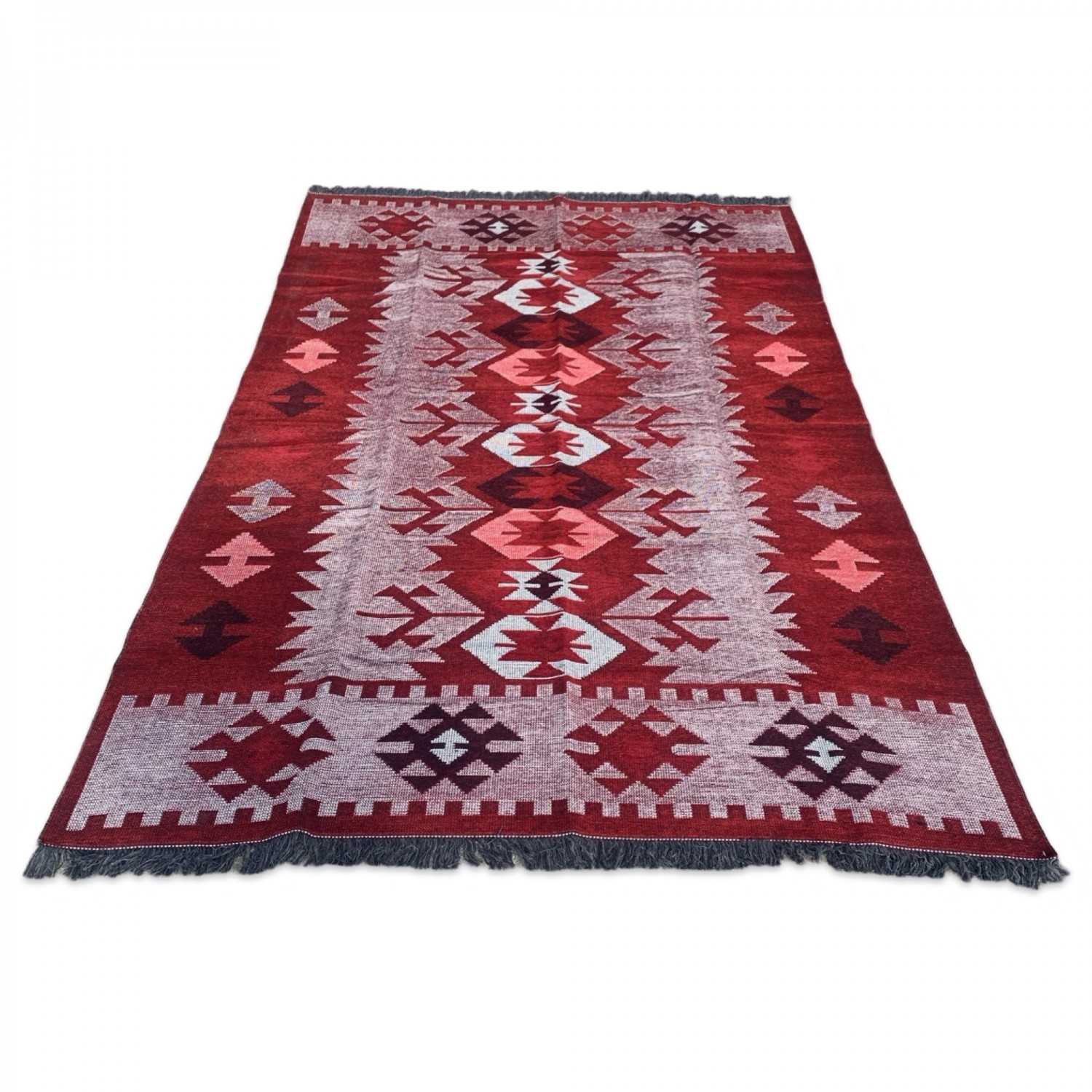 250 x 160 cm Large Reversible Turkish Kilim Rug - Purple Mix