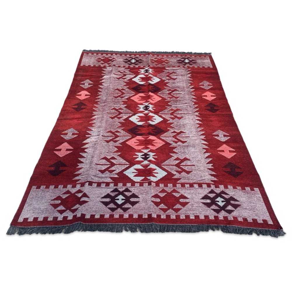 250 x 160 cm Large Reversible Turkish Kilim Rug - Purple Mix