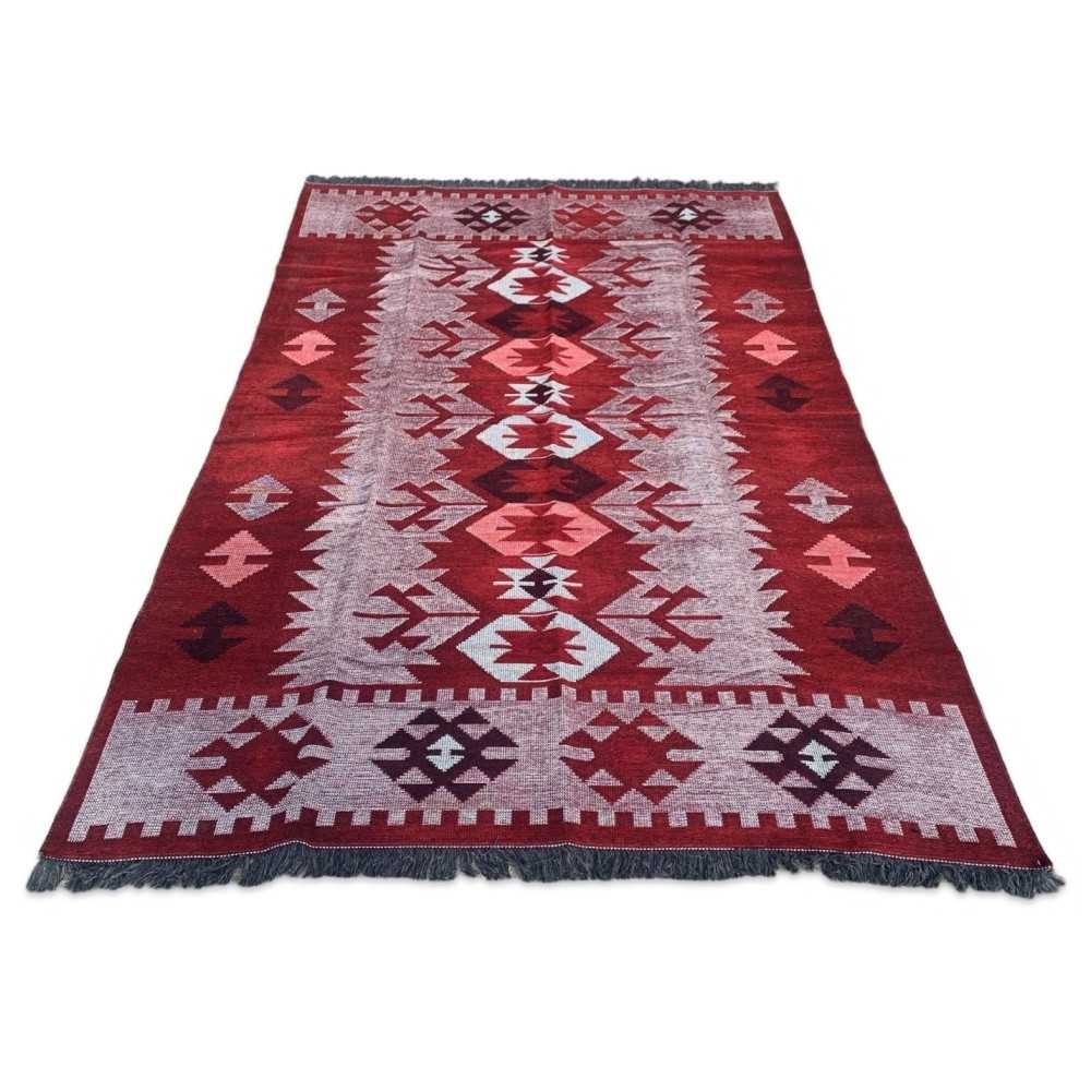 250 x 160 cm Large Reversible Turkish Kilim Rug - Purple Mix
