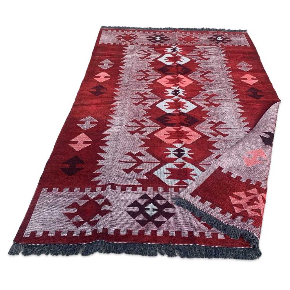 250 x 160 cm Large Reversible Turkish Kilim Rug - Purple Mix