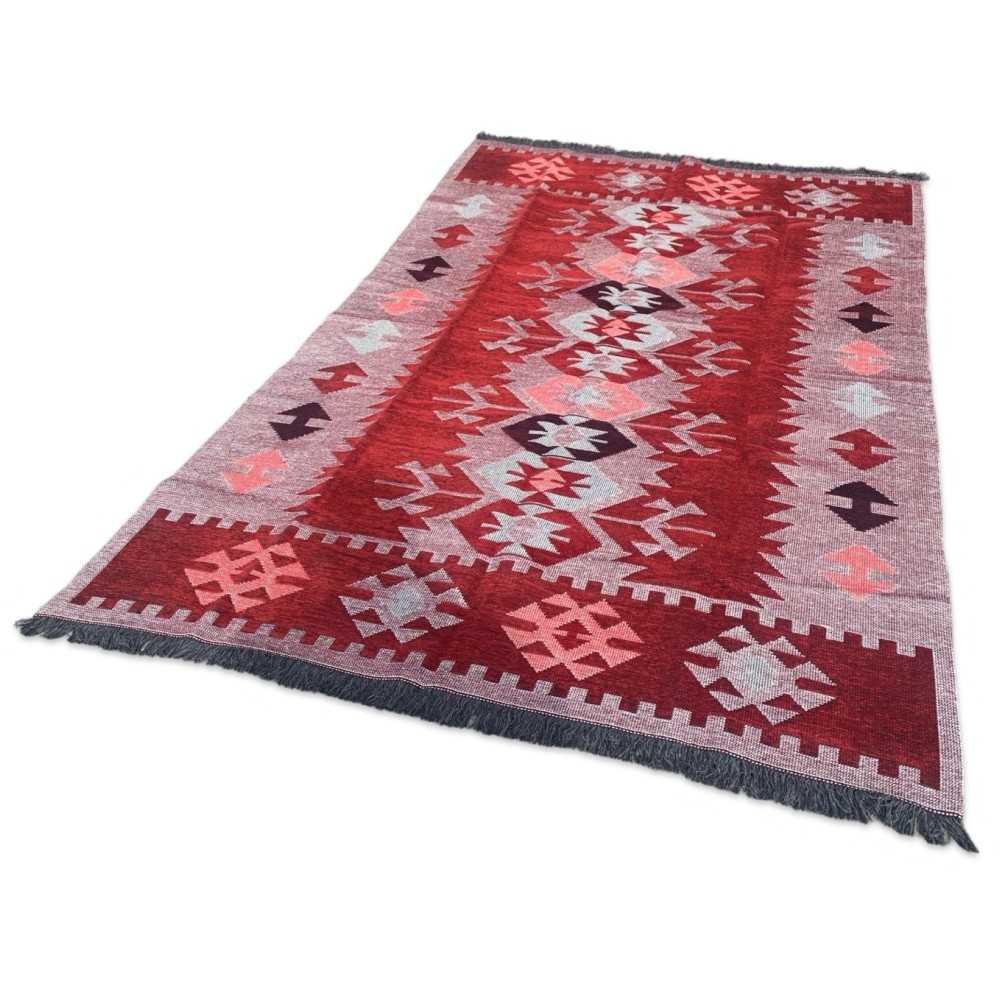 250 x 160 cm Large Reversible Turkish Kilim Rug - Purple Mix