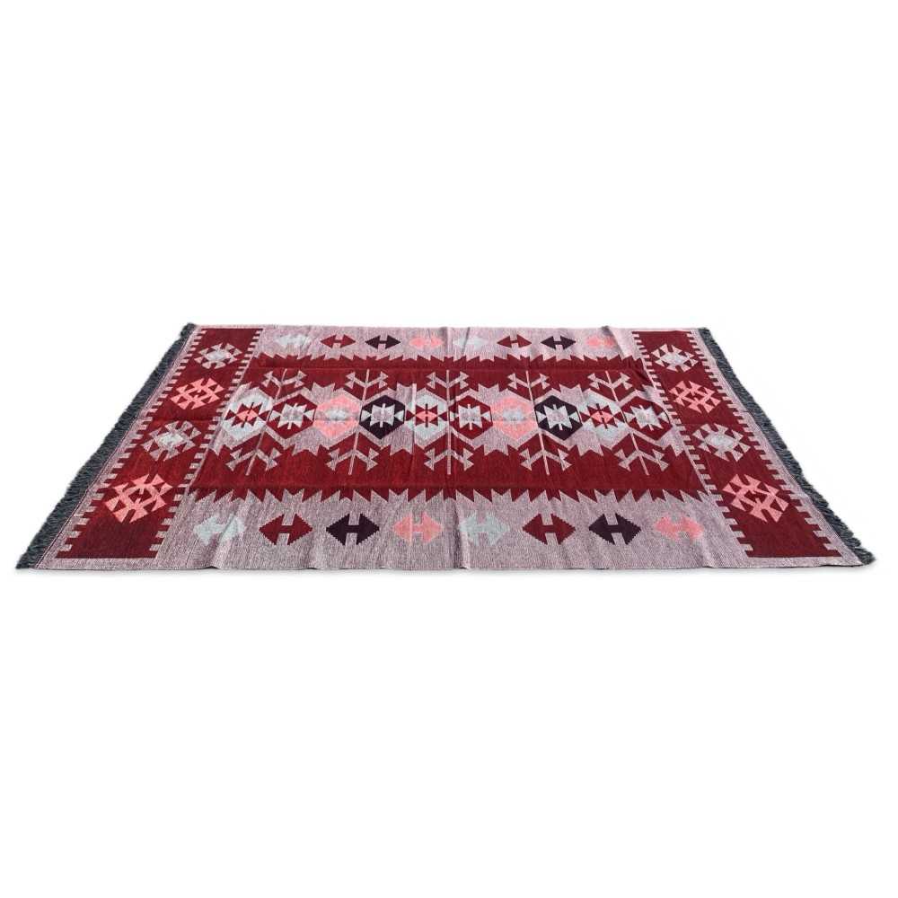 250 x 160 cm Large Reversible Turkish Kilim Rug - Purple Mix