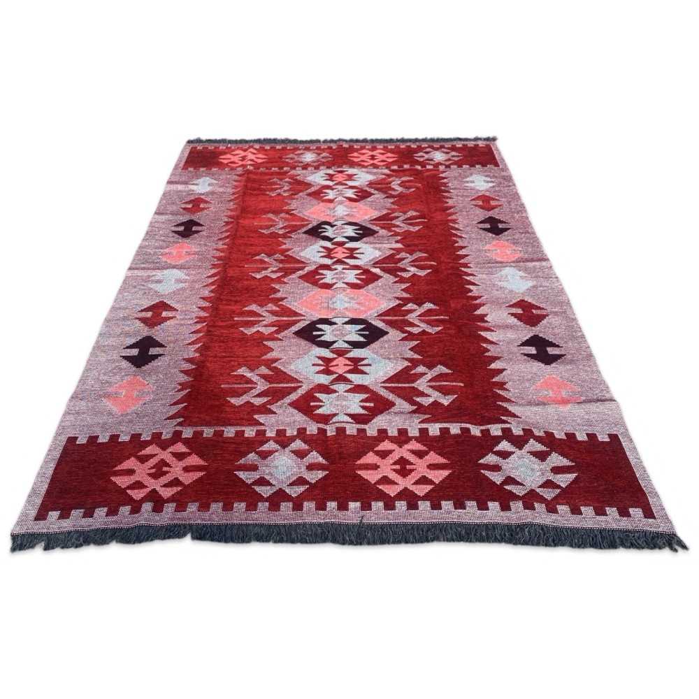 250 x 160 cm Large Reversible Turkish Kilim Rug - Purple Mix