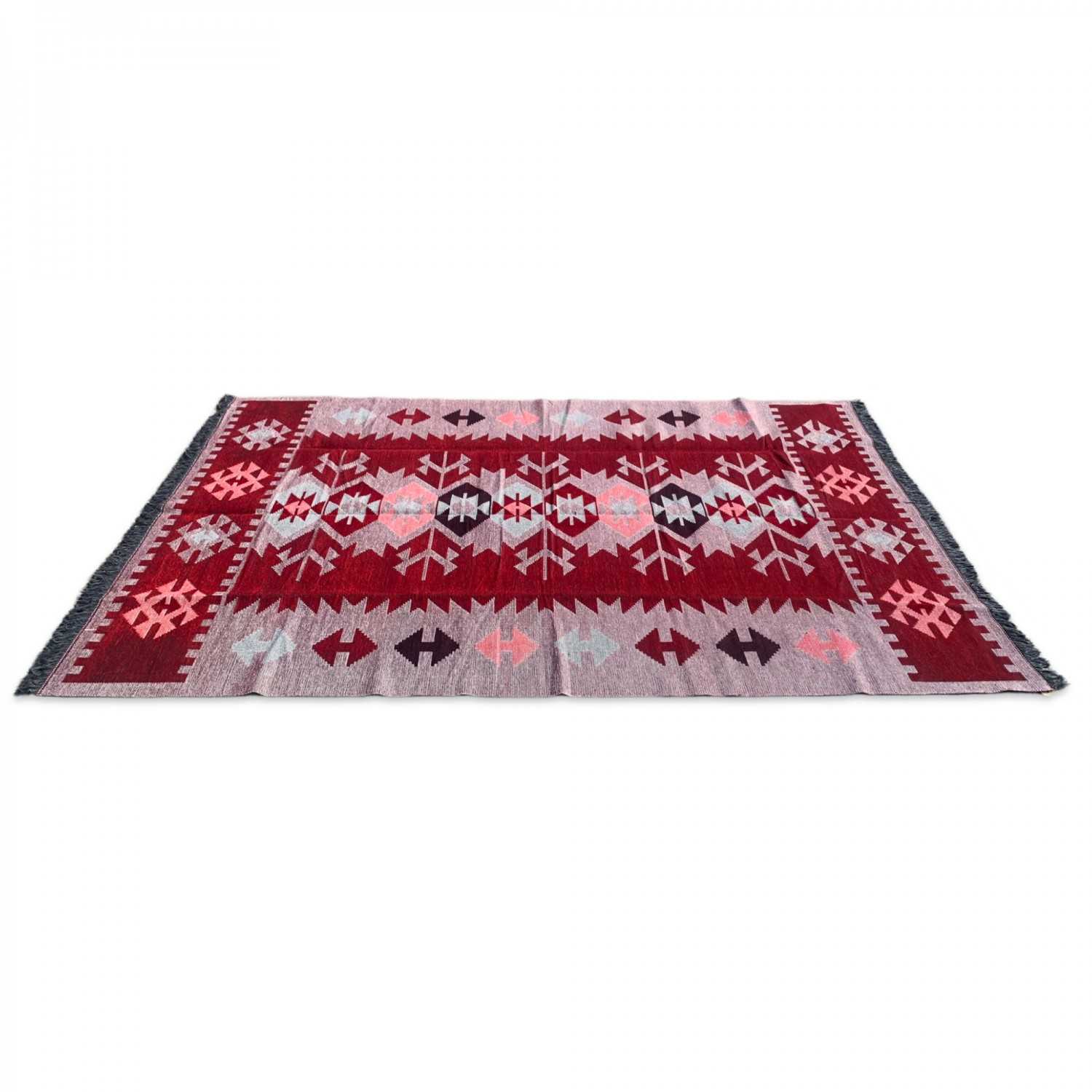250 x 160 cm Large Reversible Turkish Kilim Rug - Purple Mix