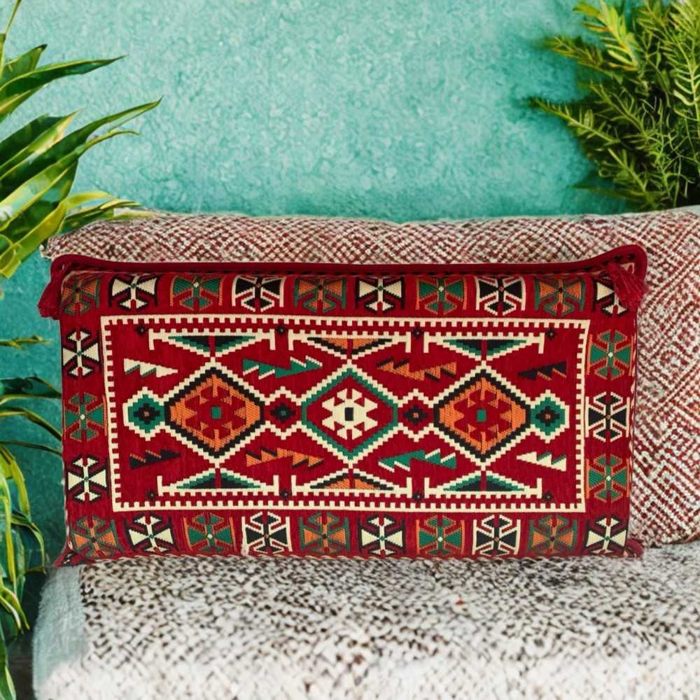 ANATOLIA Red 90 x 45 cm Large Kilim Pillow Case - Unstuffed