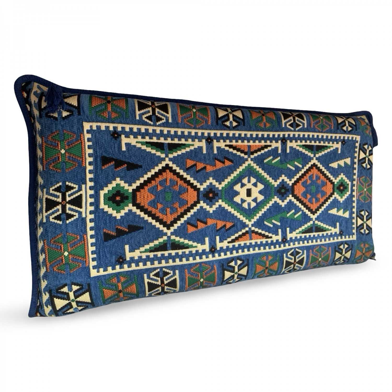 ANATOLIA Blue 90 x 45 cm Large Kilim Pillow Case - Unstuffed