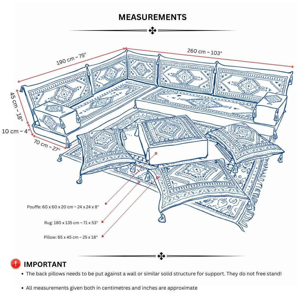 PERSIA Imperial Grey 14-piece Majlis Corner Floor Sofa Set