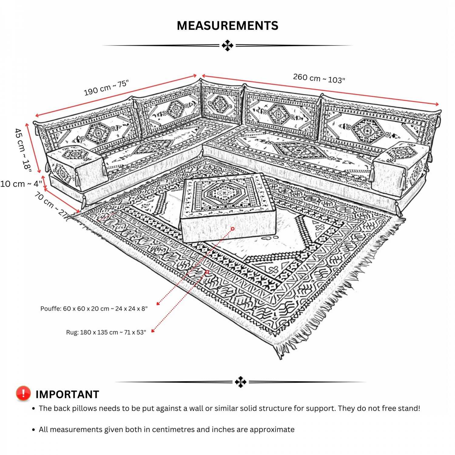 PALACE Turquoise 11-Piece Corner Floor Sofa Set