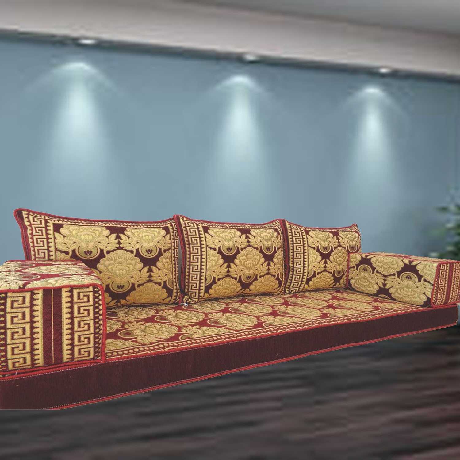 FLORAL-4 Three Seater Majlis Floor Sofa Set