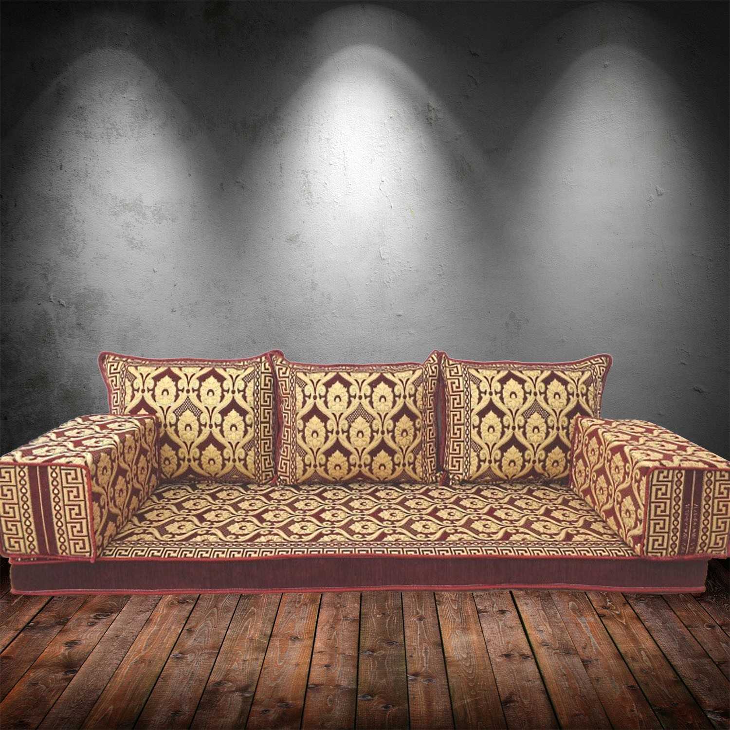 Floral-6 Three Seater Majlis Floor Sofa Couch