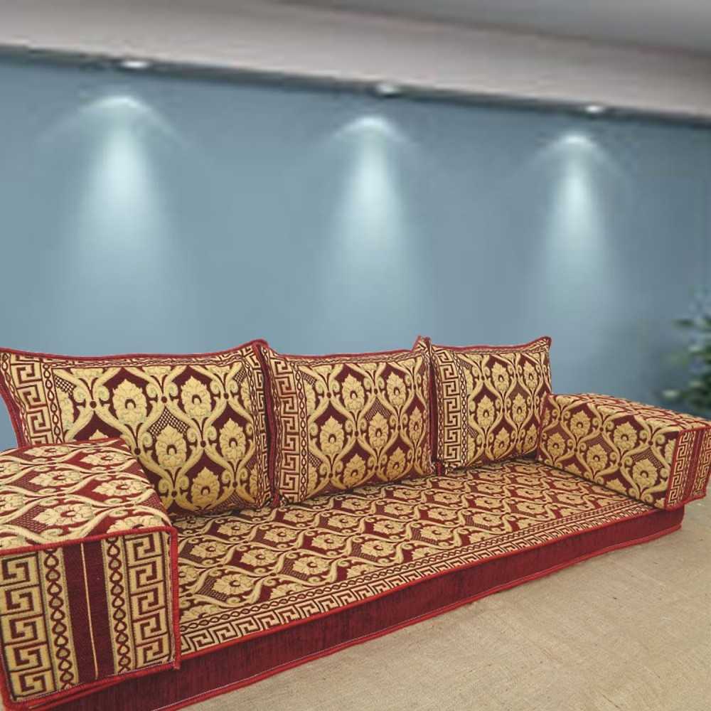 Floral-6 Three Seater Majlis Floor Sofa Couch