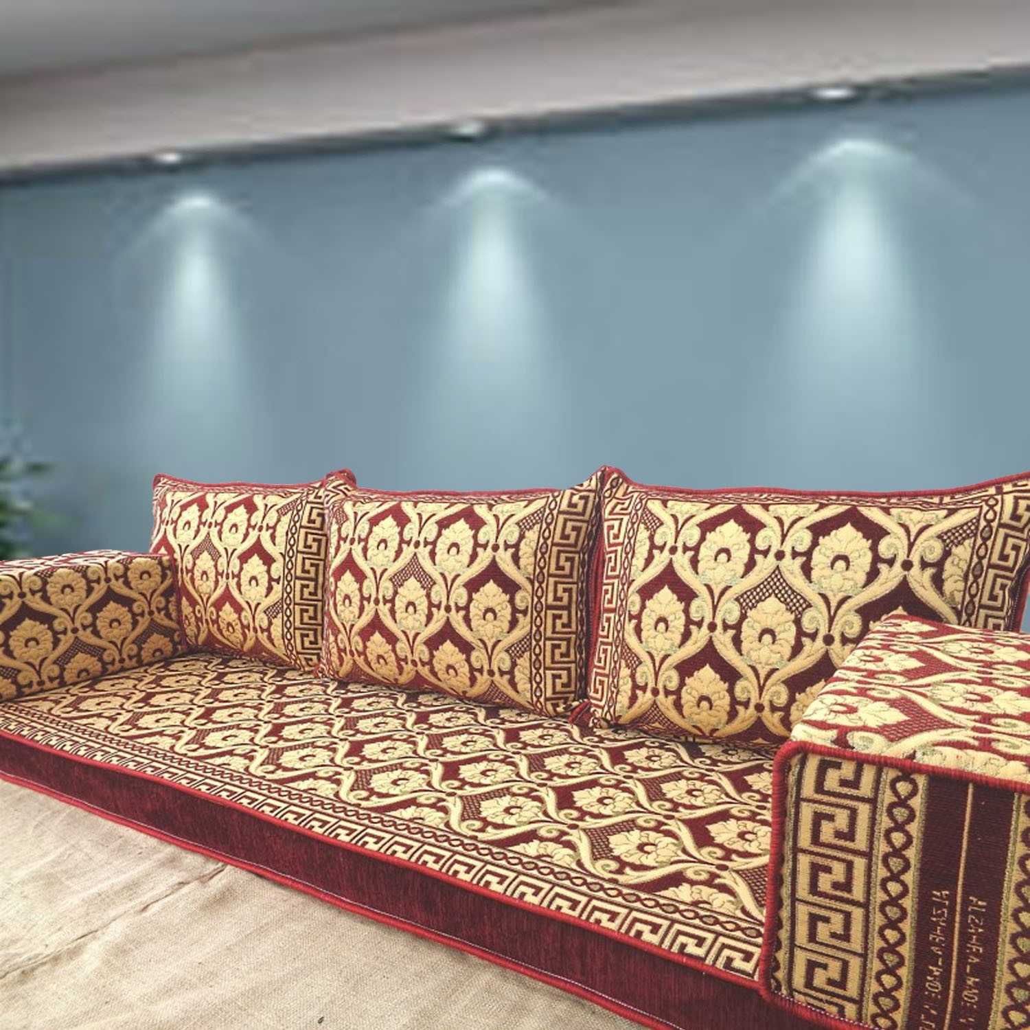 FLORAL-6 Three Seater Majlis Floor Sofa Set