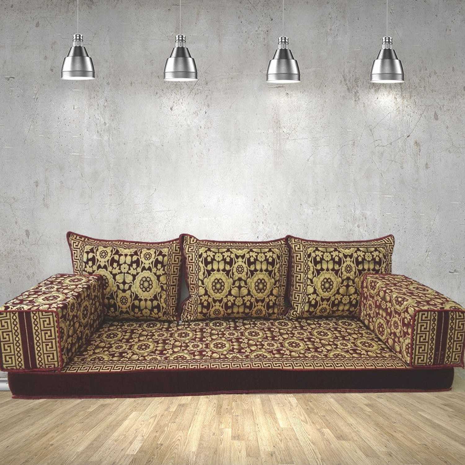 FLORAL-7 Three Seater Majlis Floor Sofa Set