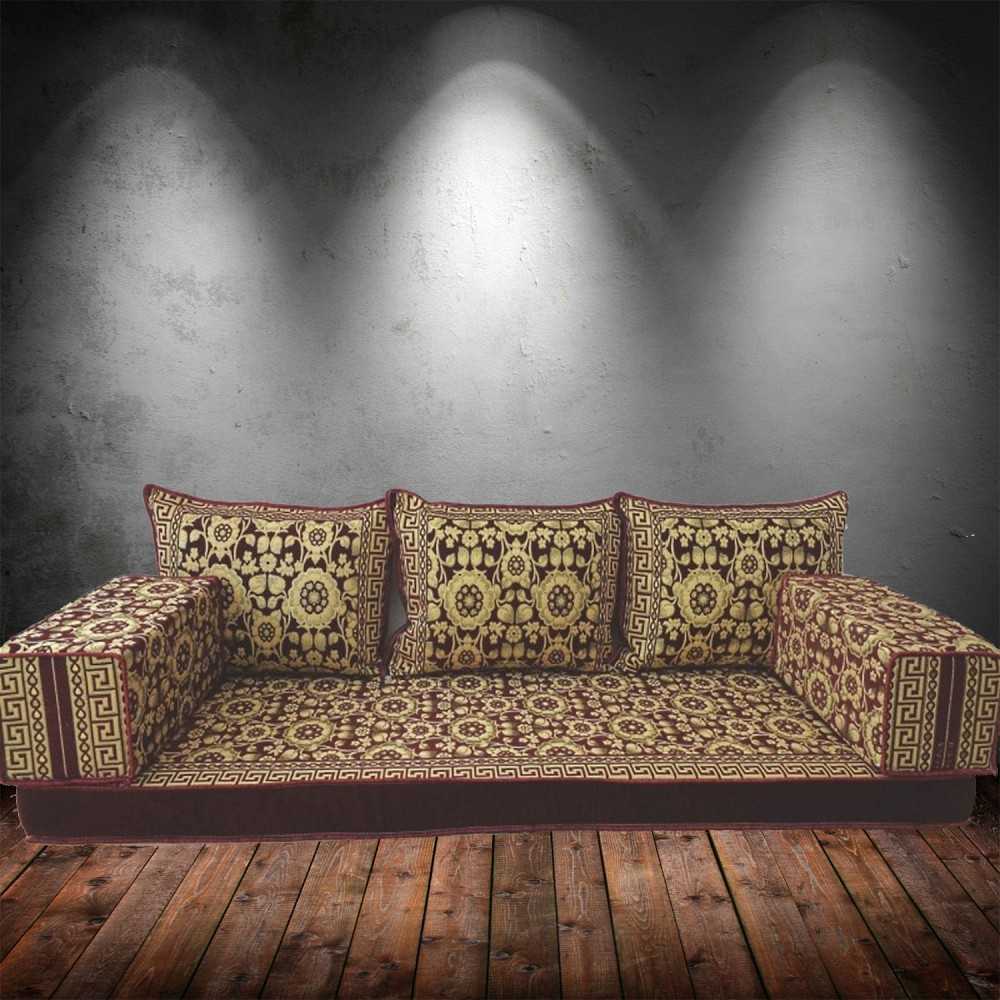 Floral-7 Three Seater Majlis Floor Sofa Couch