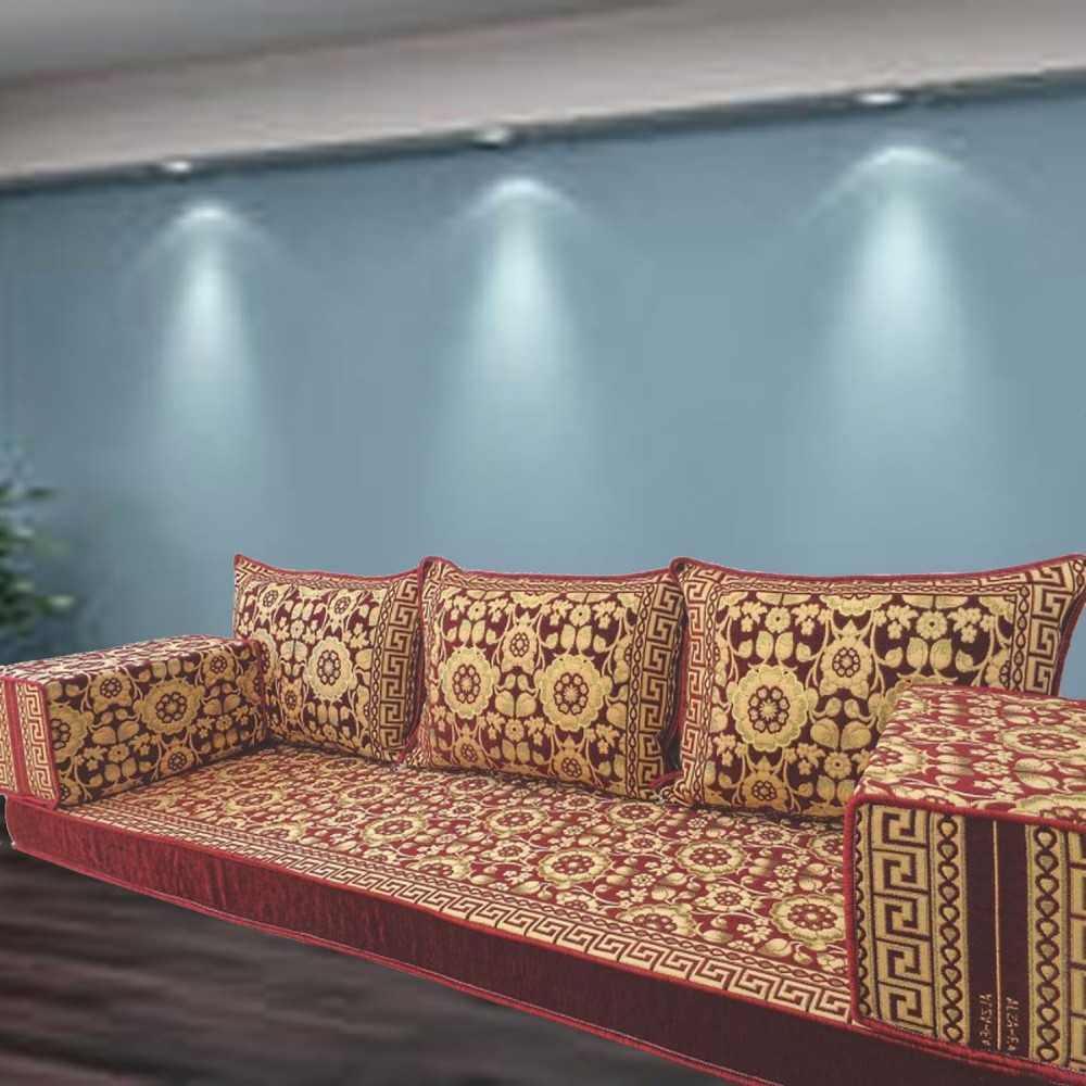 FLORAL-7 Three Seater Majlis Floor Sofa Set