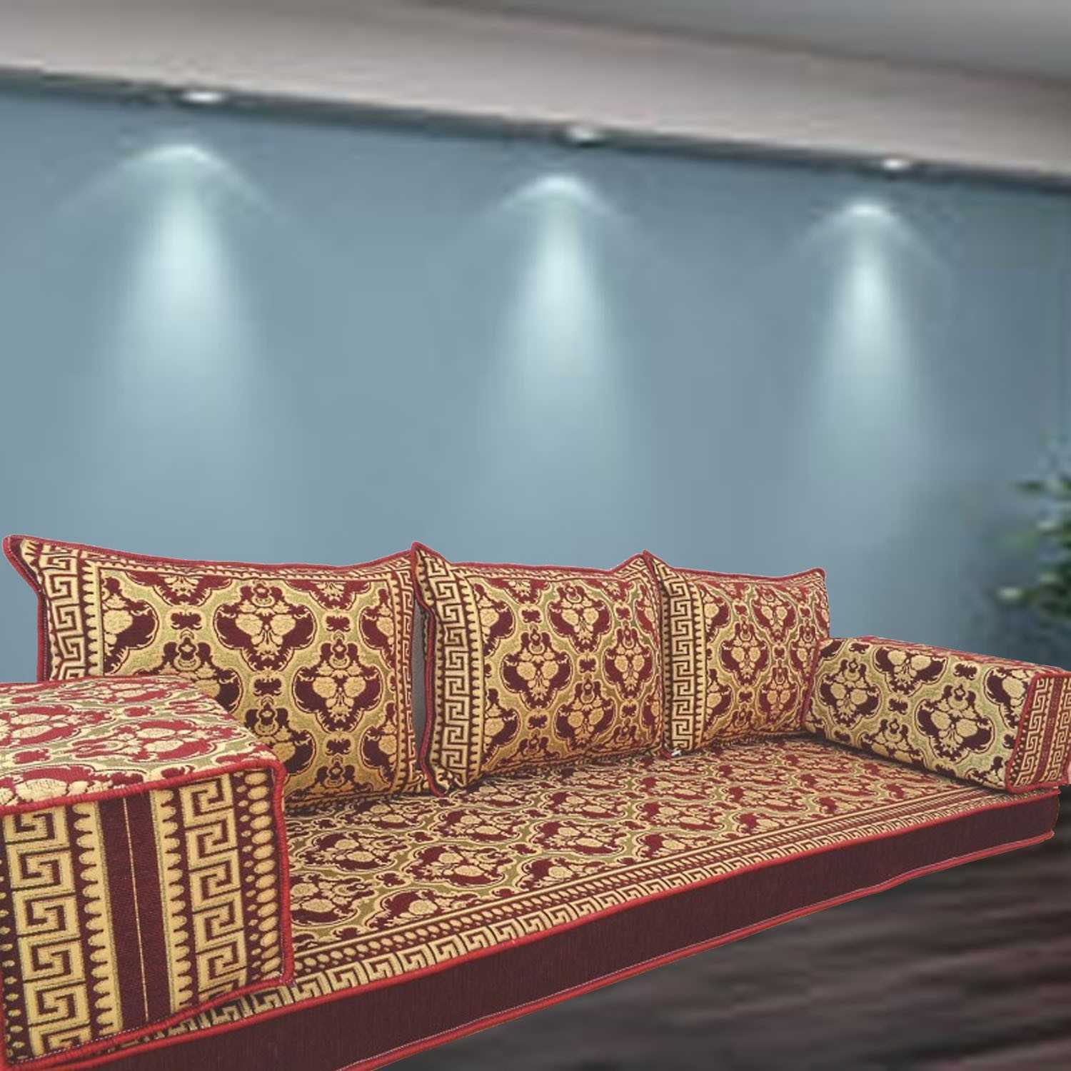 Floral-8 Three Seater Majlis Floor Sofa Couch