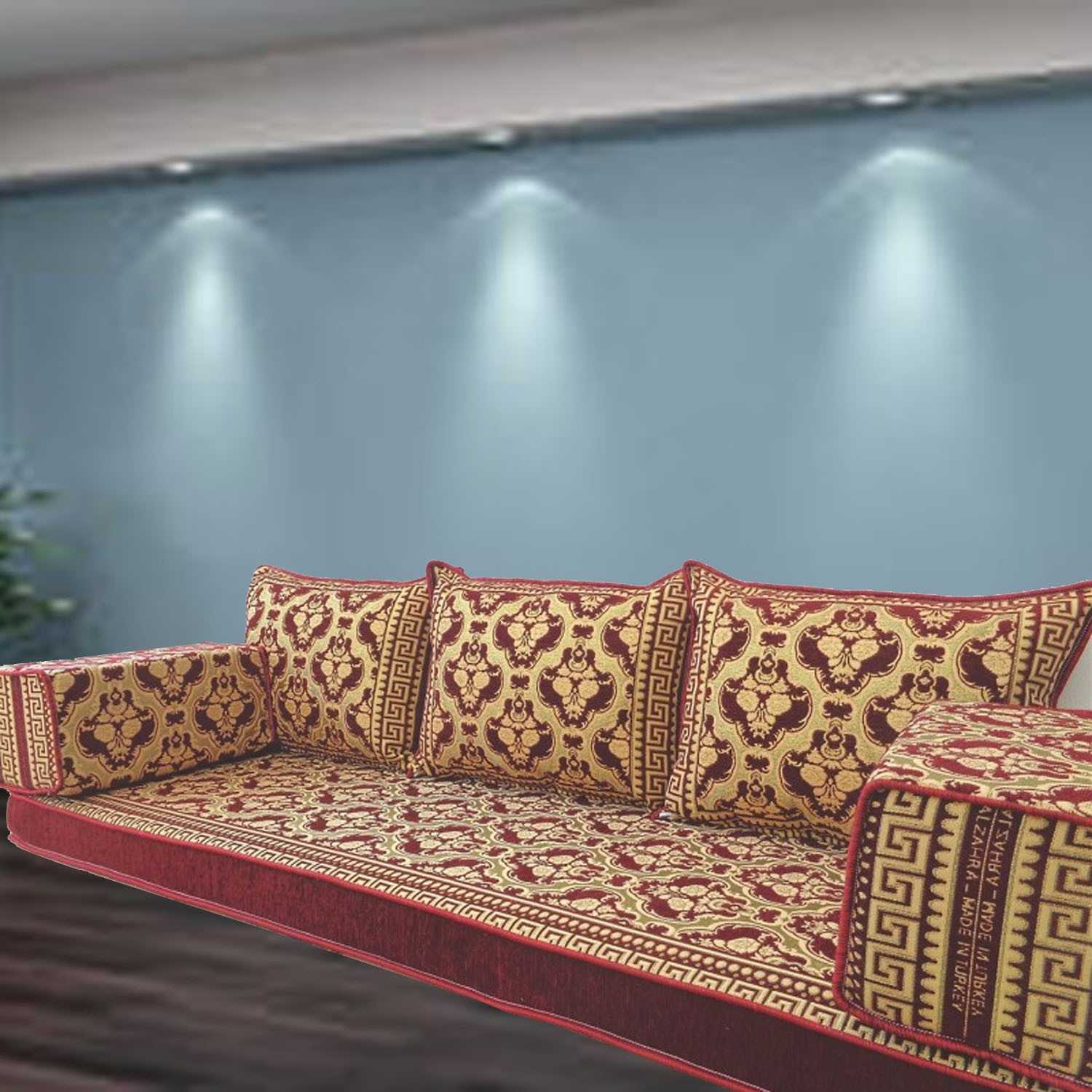 FLORAL-8 Three Seater Majlis Floor Sofa Set