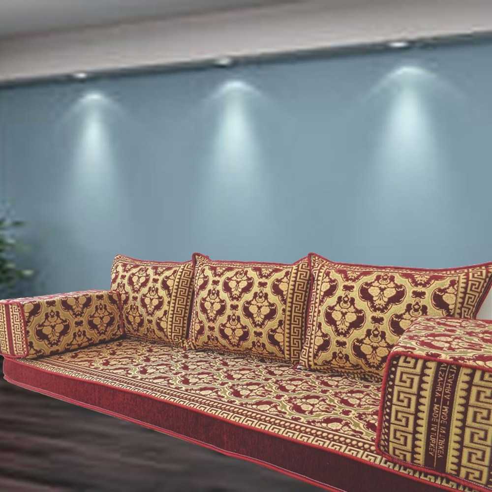 Floral-8 Three Seater Majlis Floor Sofa Couch