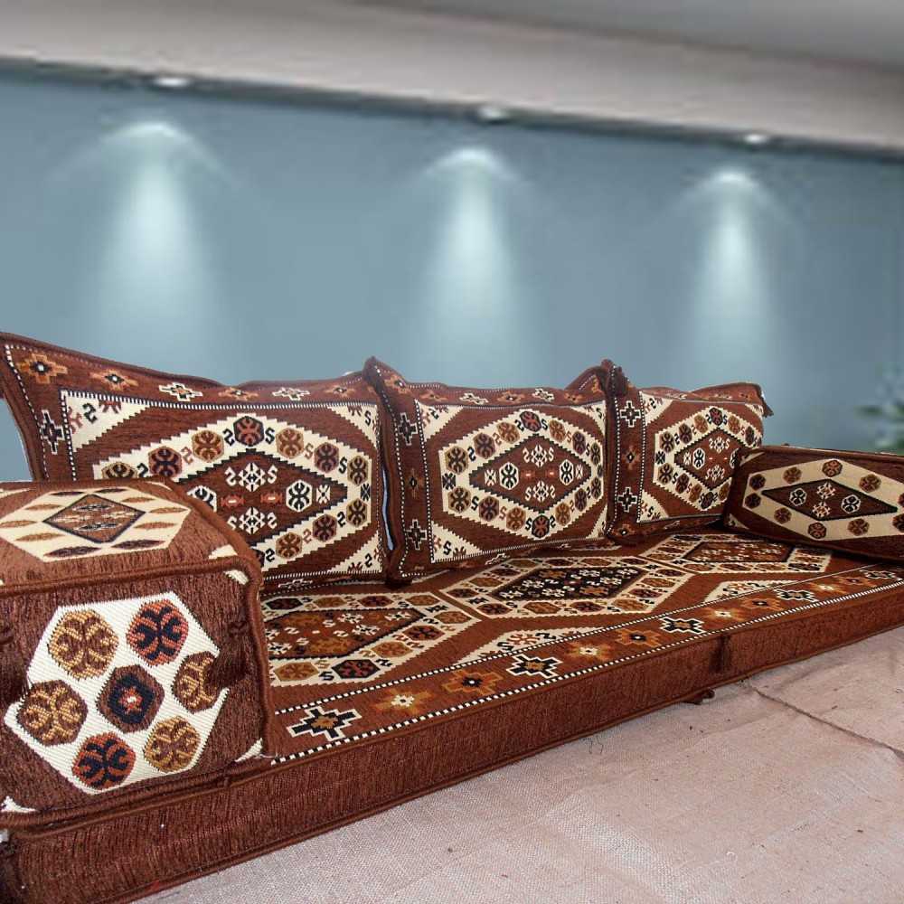 NOMAD-1 Brown Three Seater Majlis Floor Sofa Set