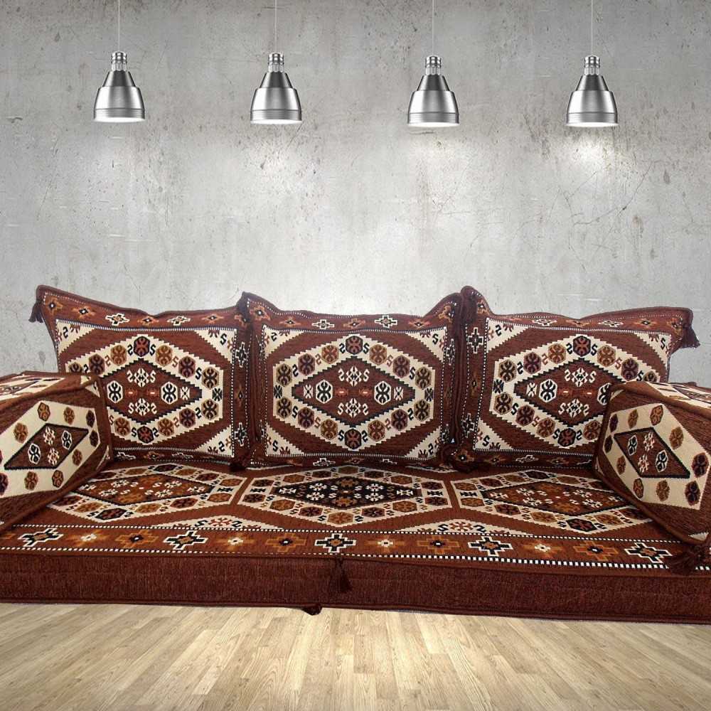 NOMAD-1 Brown Three Seater Majlis Floor Sofa Set