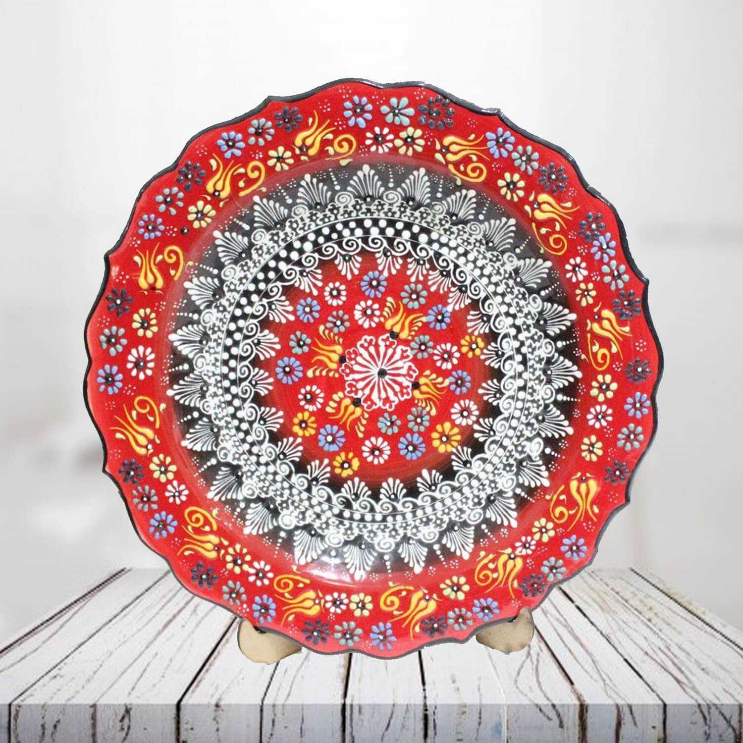 Handpainted 30 cm red ceramic plate - SHI_CP3001