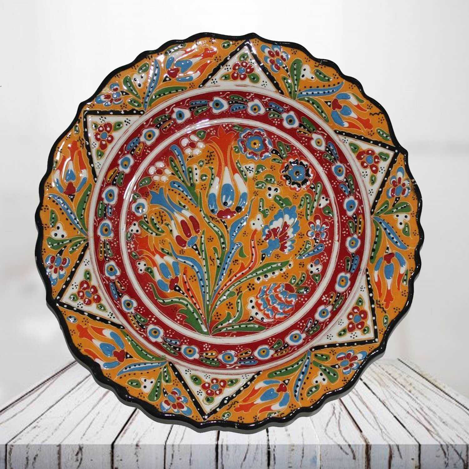 Handpainted 30 cm orange ceramic plate - SHI_CP3006