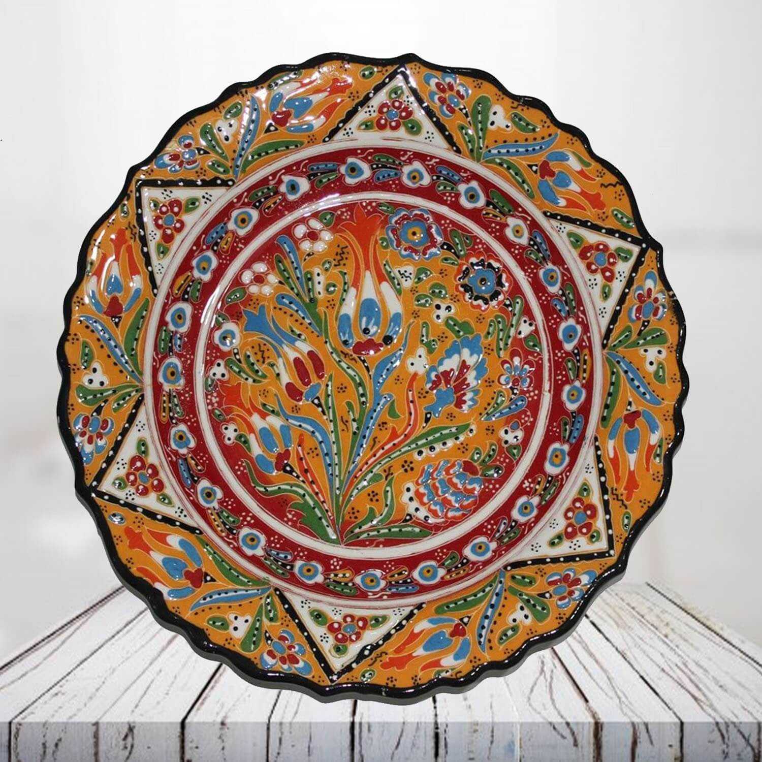 Handpainted 30 cm orange ceramic plate - SHI_CP3006 Handpainted 30 cm orange ceramic plate - SHI_CP3006