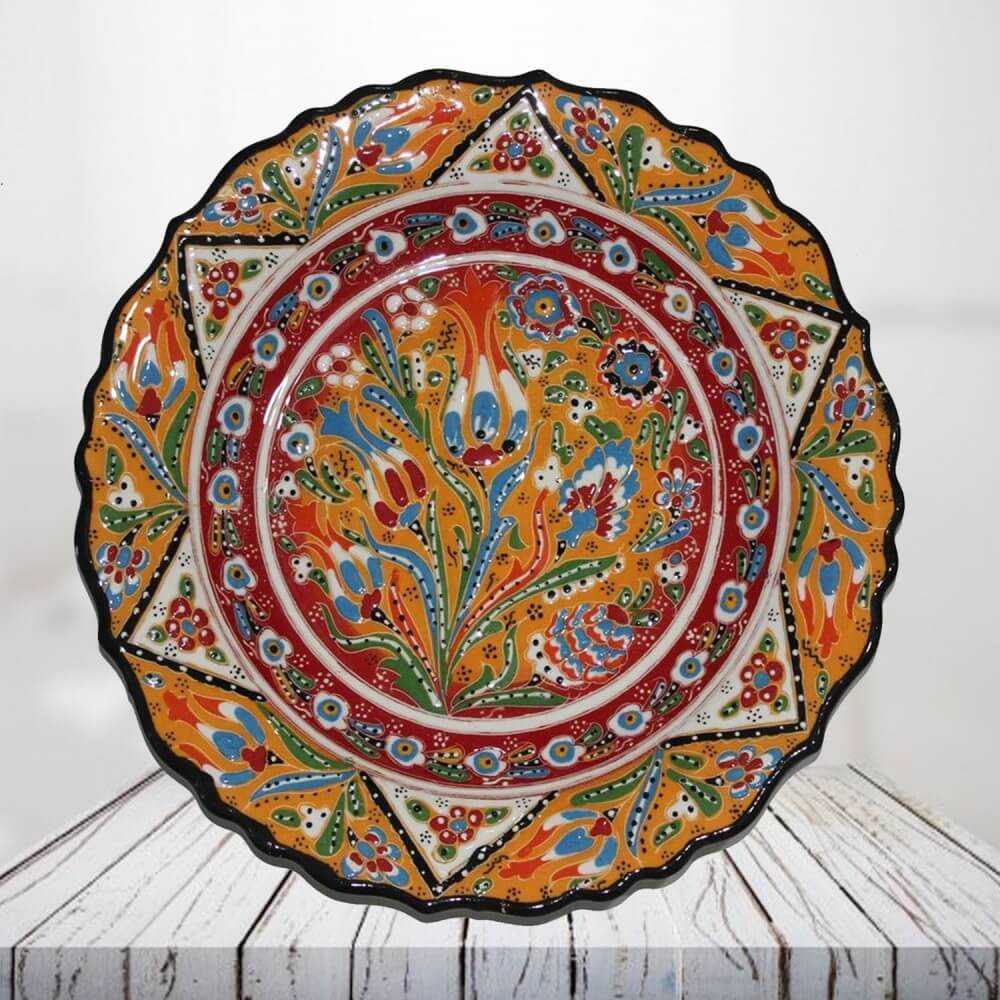 Handpainted 30 cm orange ceramic plate - SHI_CP3006