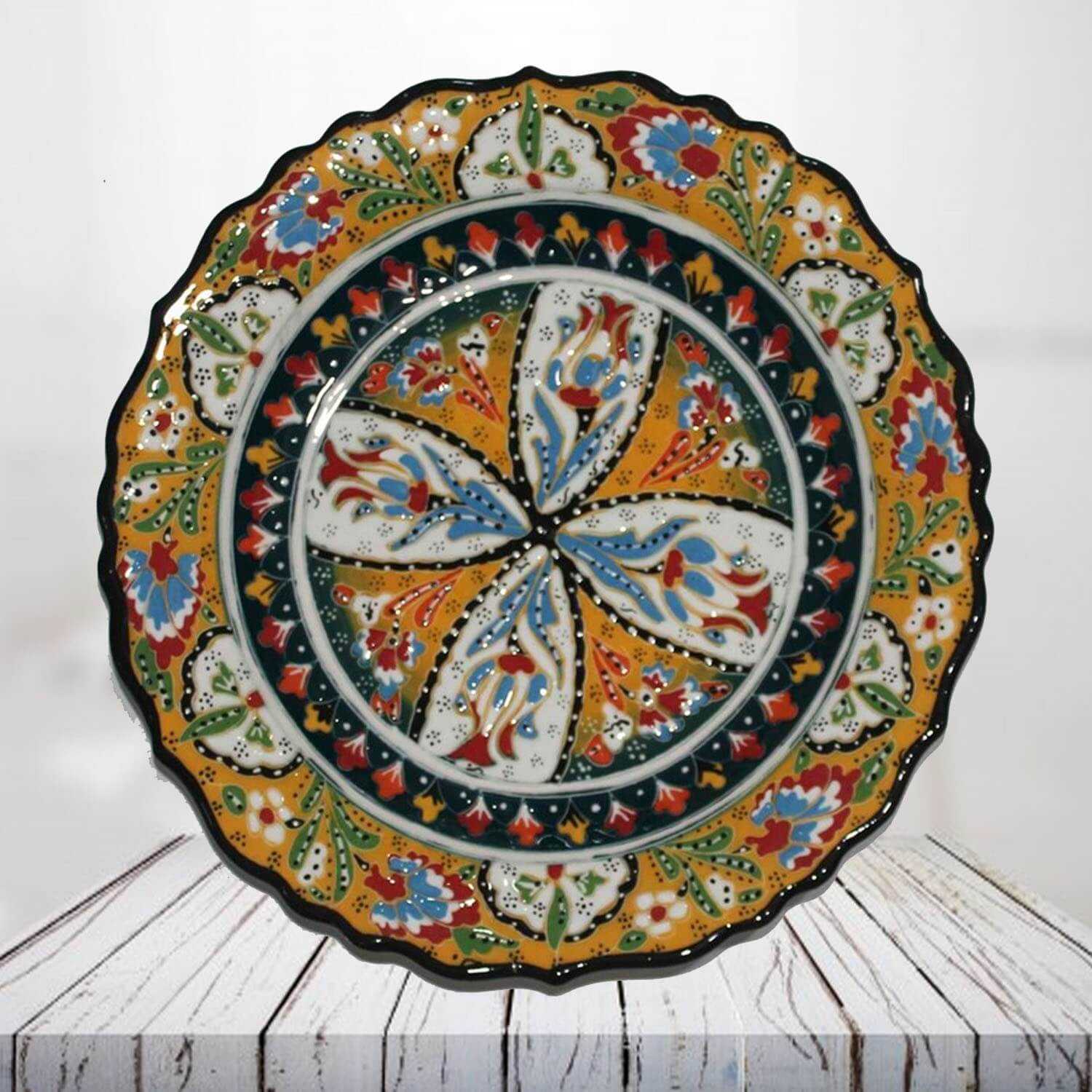 Handpainted 30 cm yellow ceramic plate - SHI_CP3007