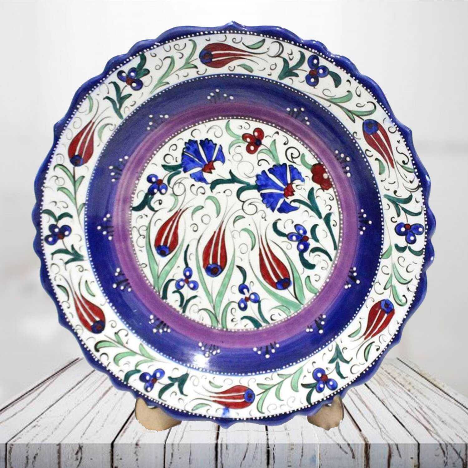 Handpainted 30 cm violet ceramic plate - SHI_CP3008