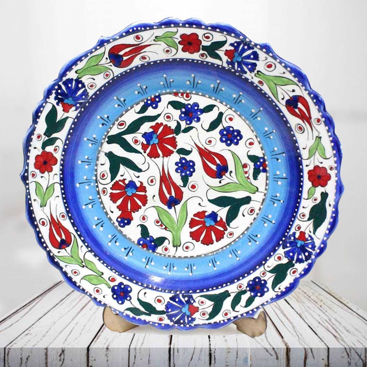 Handpainted 30 cm blue ceramic plate - SHI_CP3009