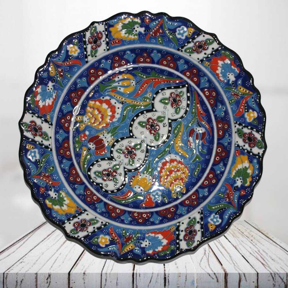Handpainted 30 cm blue ceramic plate - SHI_CP3011