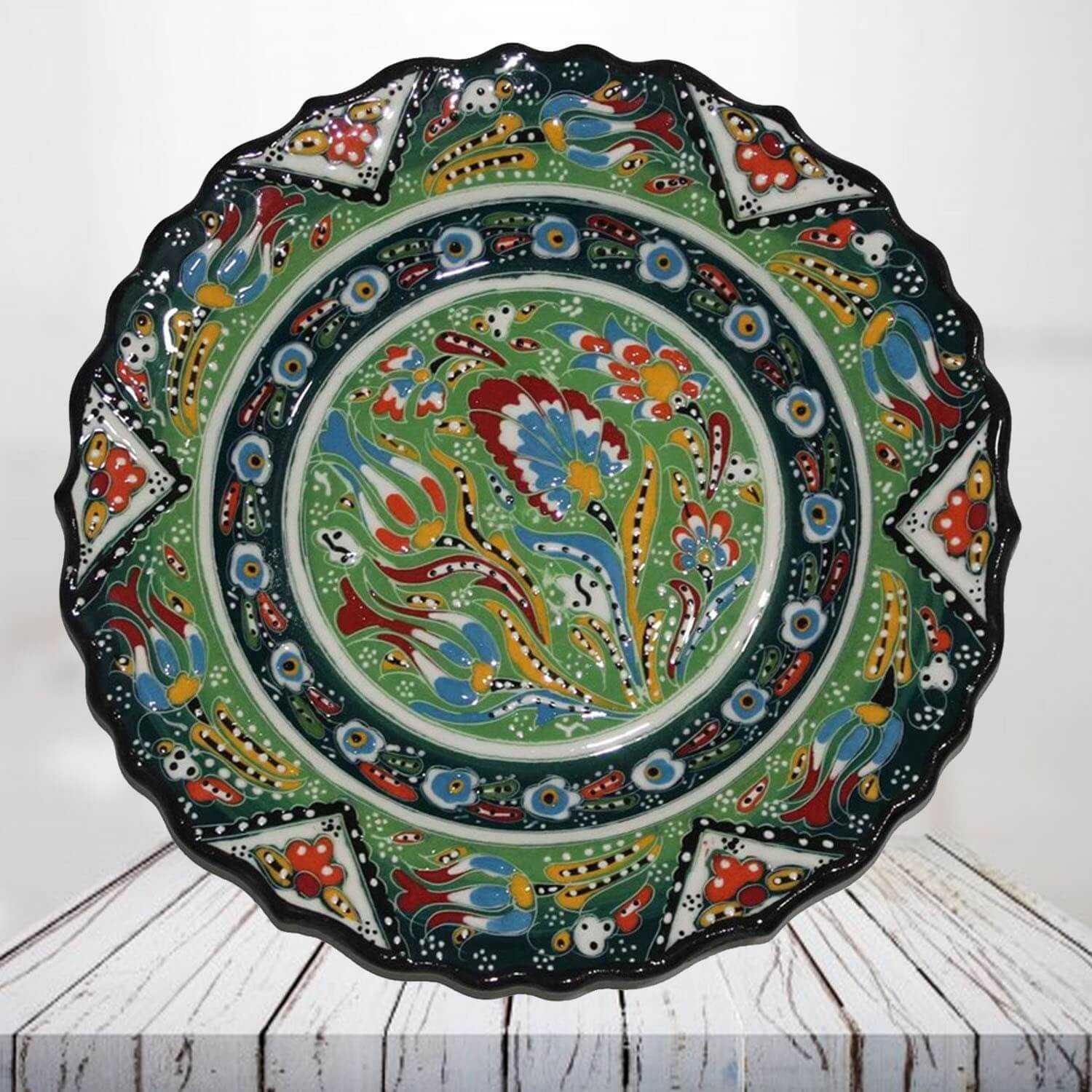 Light green Turkish ceramic plate Handmade ceramic plate Decorative