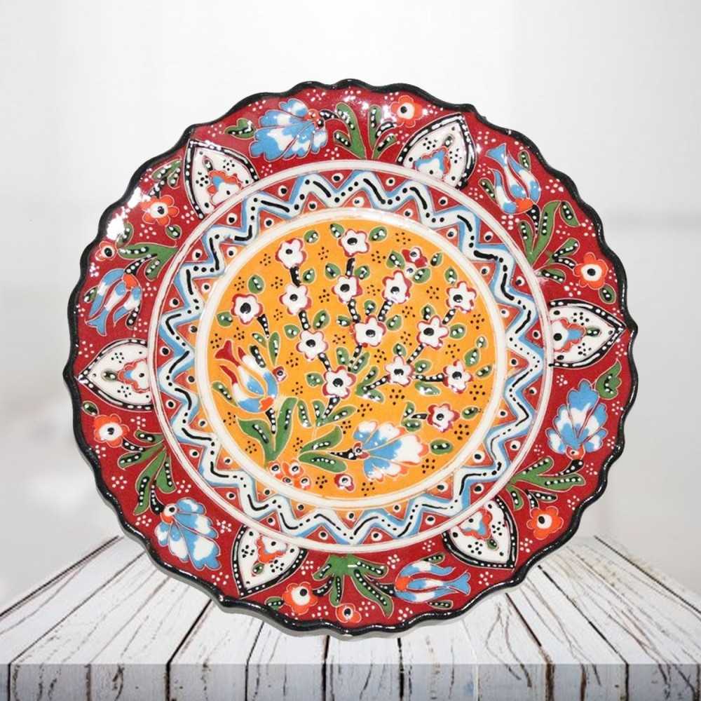 Handpainted 25 cm red ceramic plate - SHI_CP2507