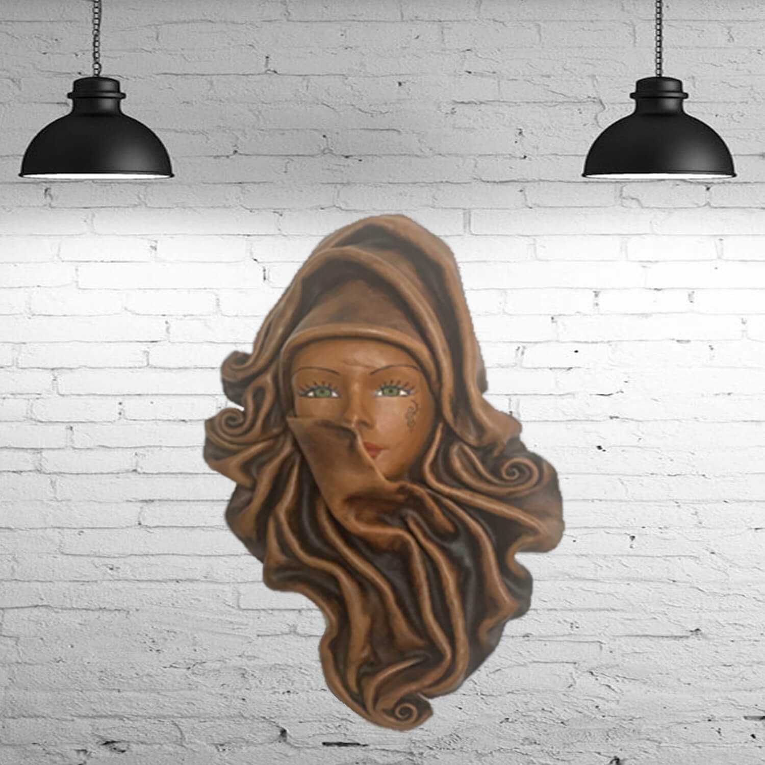 Middle Eastern woman moulded leather wall mask - SHI_LM1
