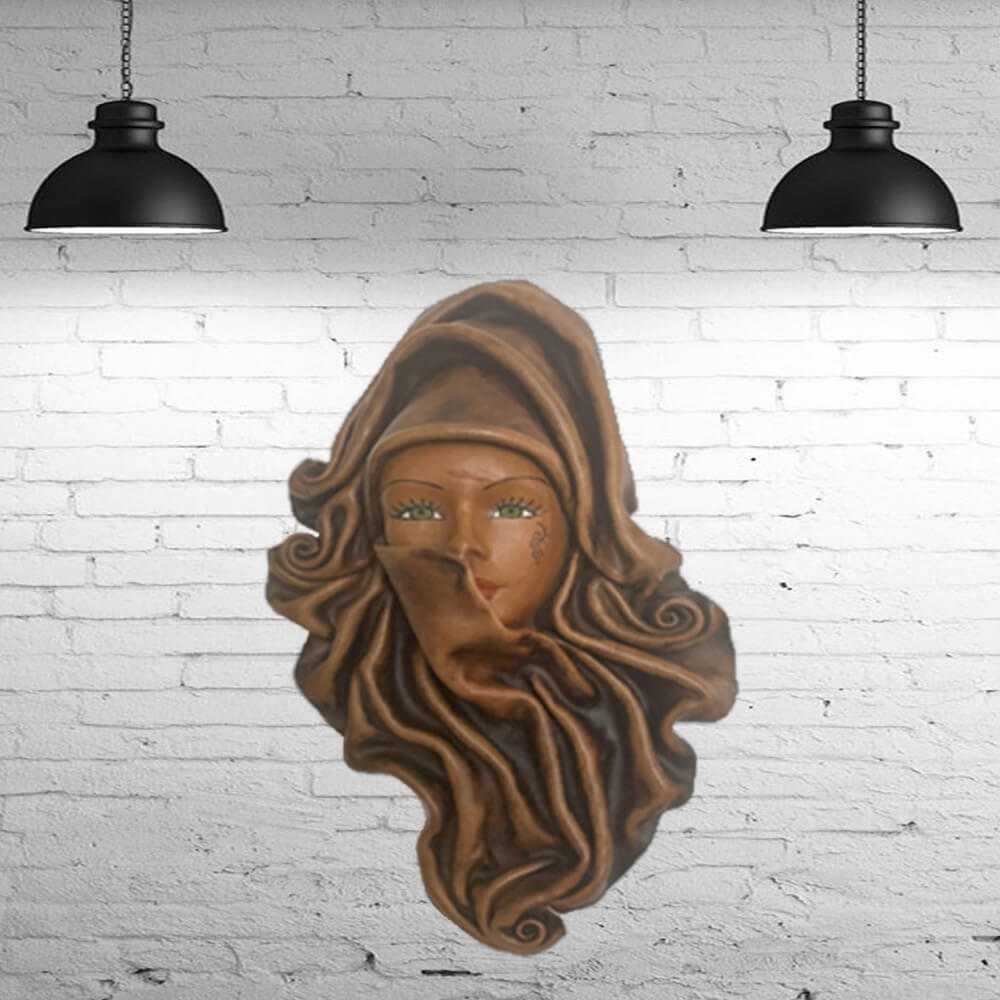 Middle Eastern woman moulded leather wall mask - SHI_LM1