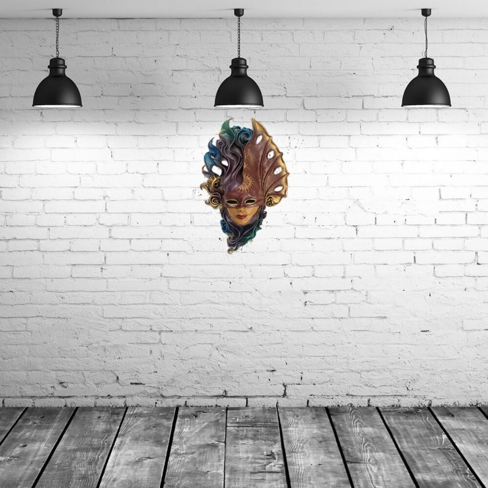 Venetian-Inspired Handpainted Leather Wall Mask – Artisan Crafted