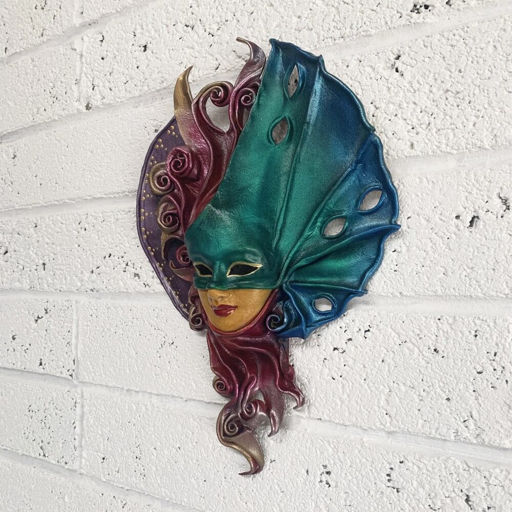 Venetian style moulded leather wall mask