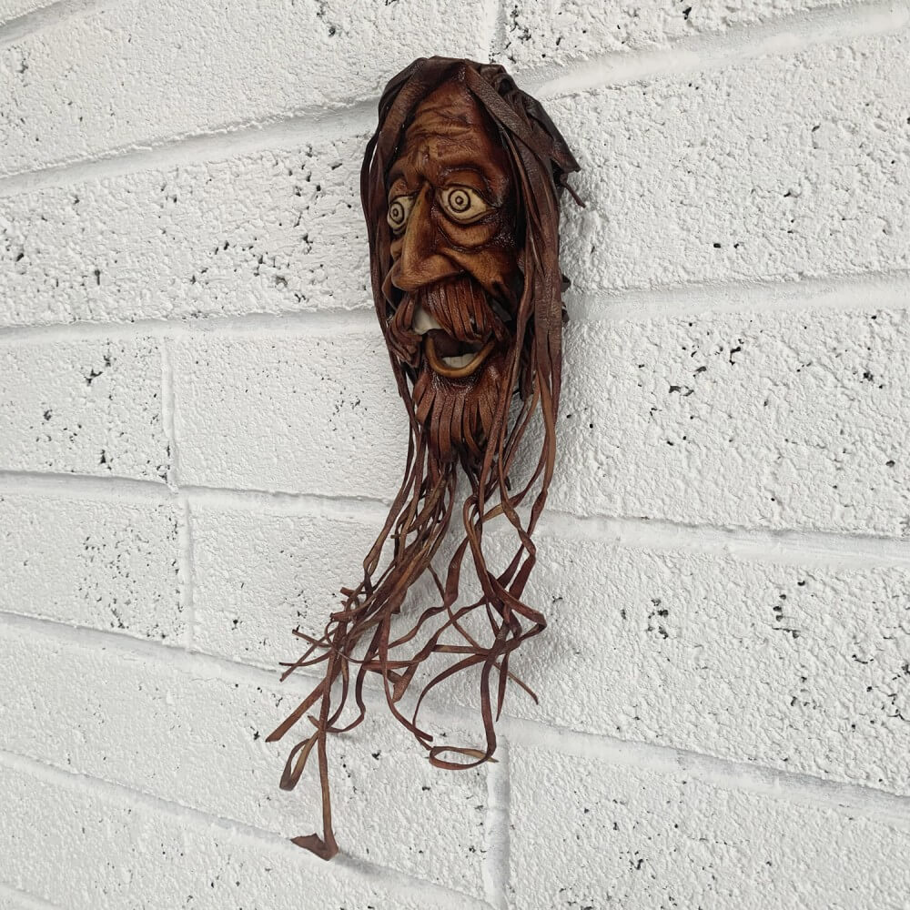 Rasta man moulded leather wall mask