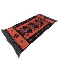 120 x 60 cm Reversible Turkish kilim runner - Red/Black